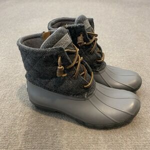 Sperry Duck Boots Womens Size 7 Saltwater Wool Thinsulate Lace Up STS97562F Gray